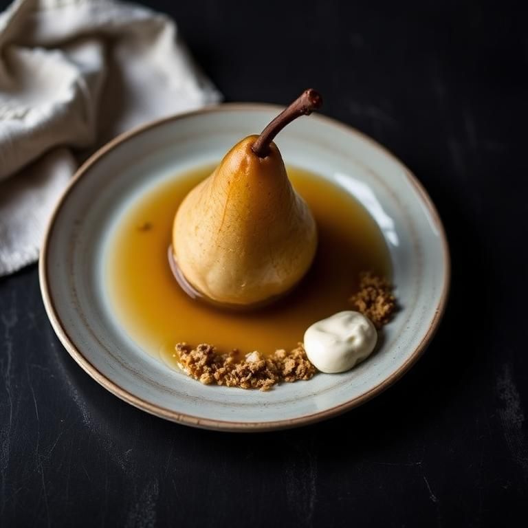 Poire pochée au sarrasin